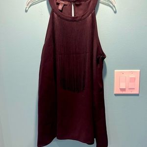 Black fringe top halter-like dressy top